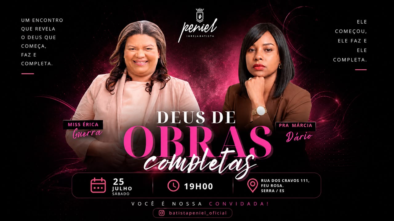 Culto de Mulheres — Deus de Obras Completas · 25 de julho, 19h